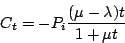 \begin{displaymath}
C_{t}=-P_{i}\frac{(\mu-\lambda)t}{1+\mu t}
\end{displaymath}